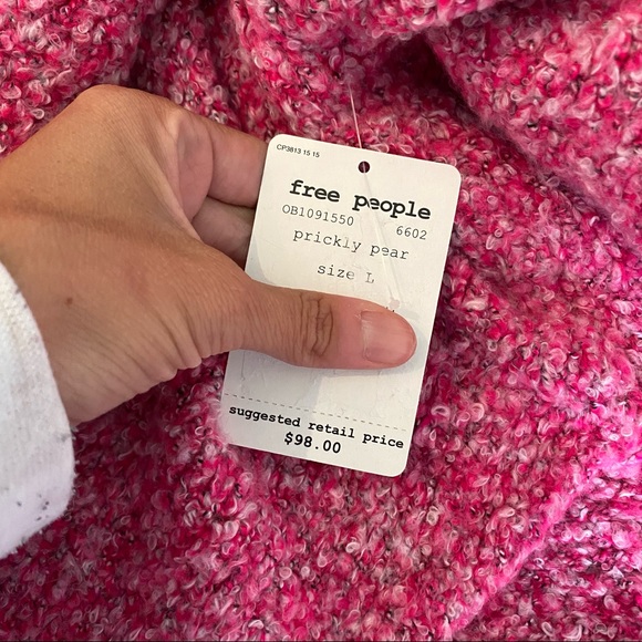 Free People BFF Boucle Knit Shawl Cardigan Pink S - Picture 6 of 6